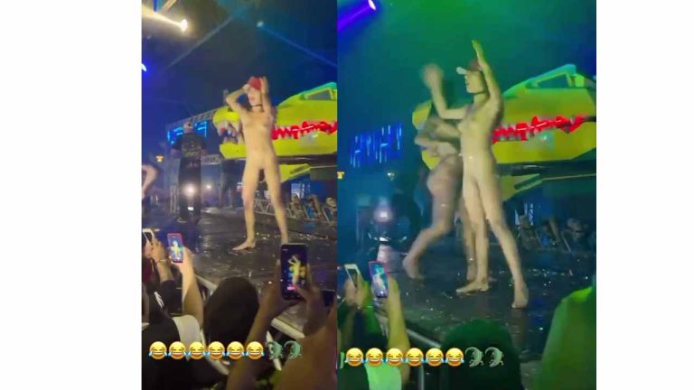 Crazy teen girl strips naked just to win a silly dance contest