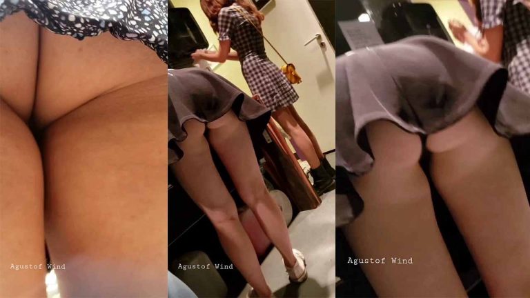Upskirt girl with short skirt at Starbucks - UPSKIRT PORN VIDEO