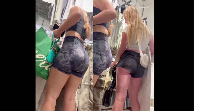 American teens Candid voyeur big asses shopping for clothes at Walmart