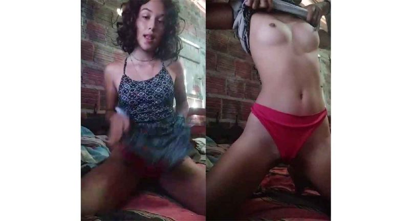 BRAZILIAN TEEN SLUT, MANU'S FRIEND, SHOWS OFF HER RED UNDERWEAR AND BREASTS