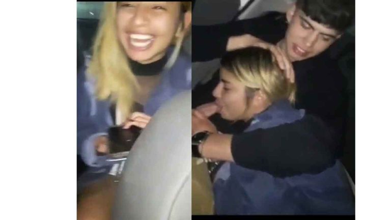 Drunk college teen, very drunk in the car, sucks her friend's cock