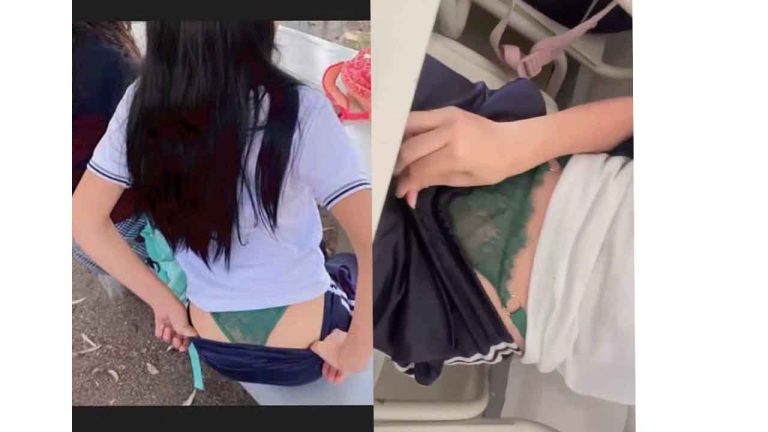 Horny schoolgirls show off their underwear at school