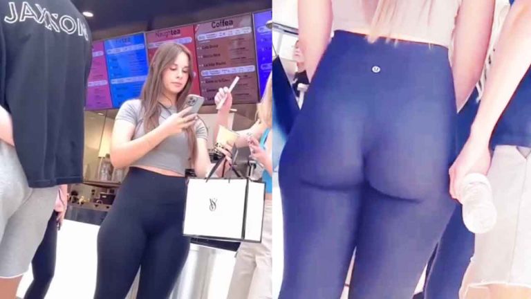 Sexy Young Girl With Spandex Big Booty at the cinema porn candid voyeur