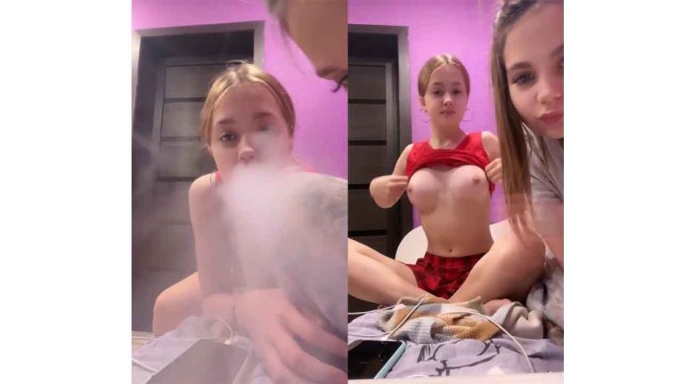 2 Russian sisters flash boobs and vape a lot