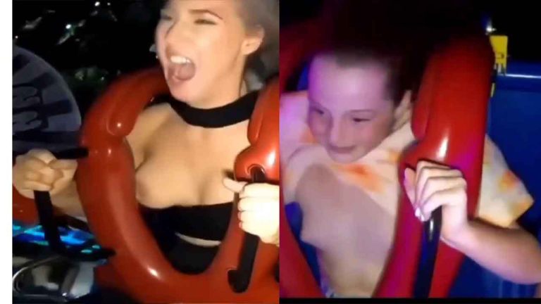 Accidental flash of small tits at amusement park - Voyeur UPSKIRT VIDEOS