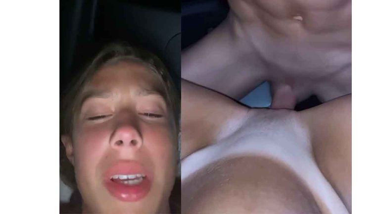 Blonde teen girl getting cock at night