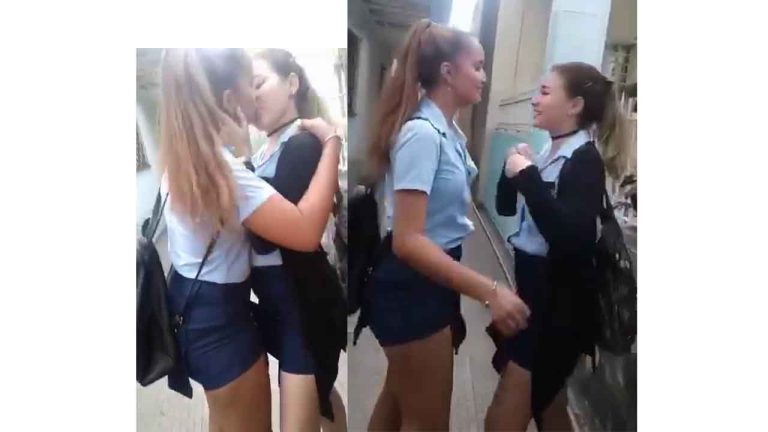 Colombia: Two schoolgirls bet on a lesbian kiss