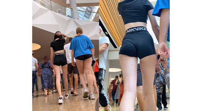 SHOPPING MALL CANDID VIDEO - BLACK SHORT TEEN TIGHT ASS