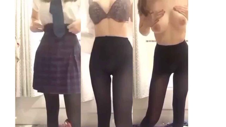 schoolgirl shows her big breasts