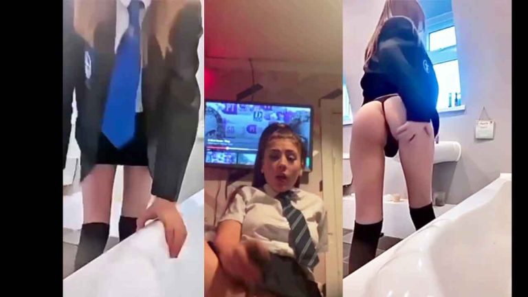 teen girl showing what her school uniform hides