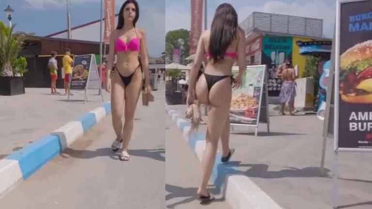Amazing Teen Petite with Big Booty in Black Thong