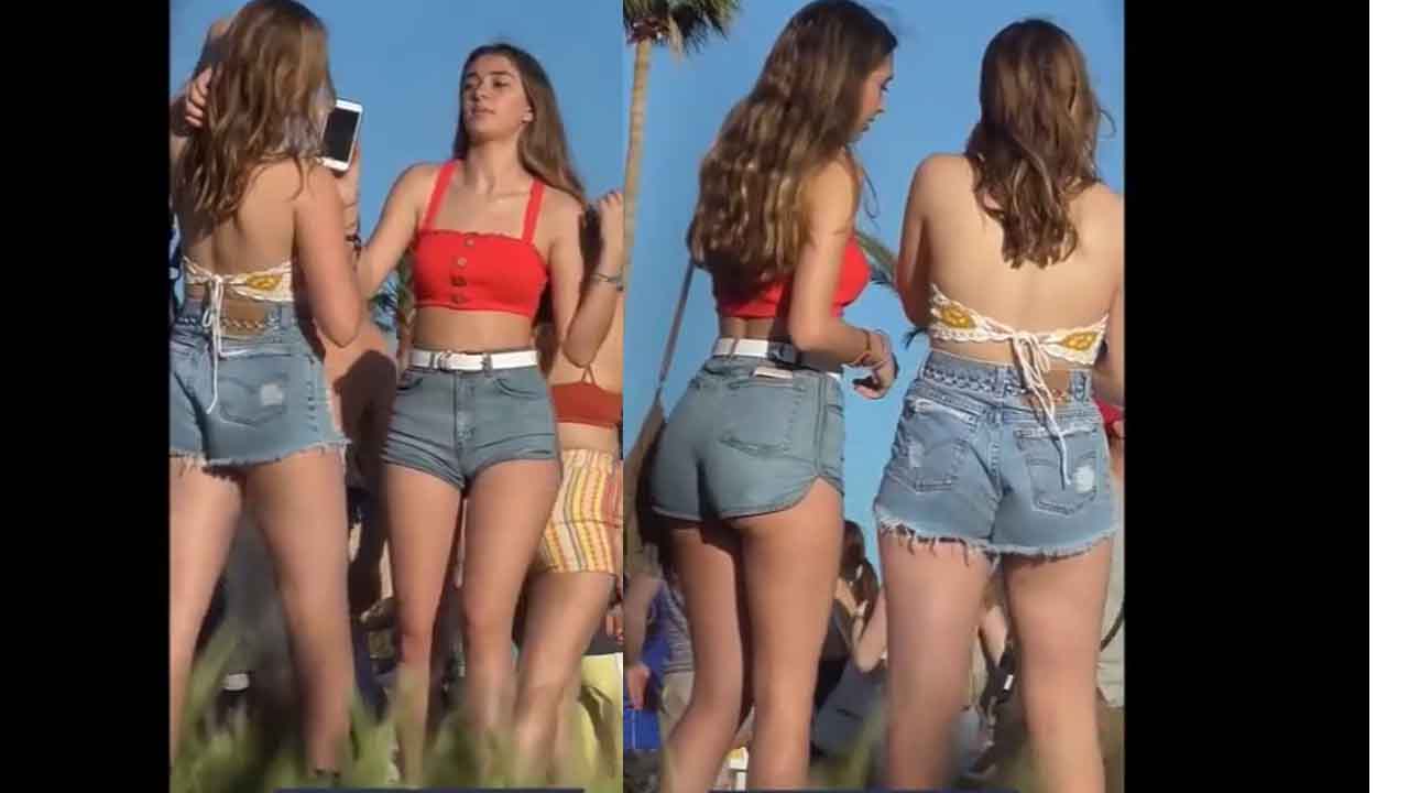 Beautiful Teenage Women in Minishorts on the Beach