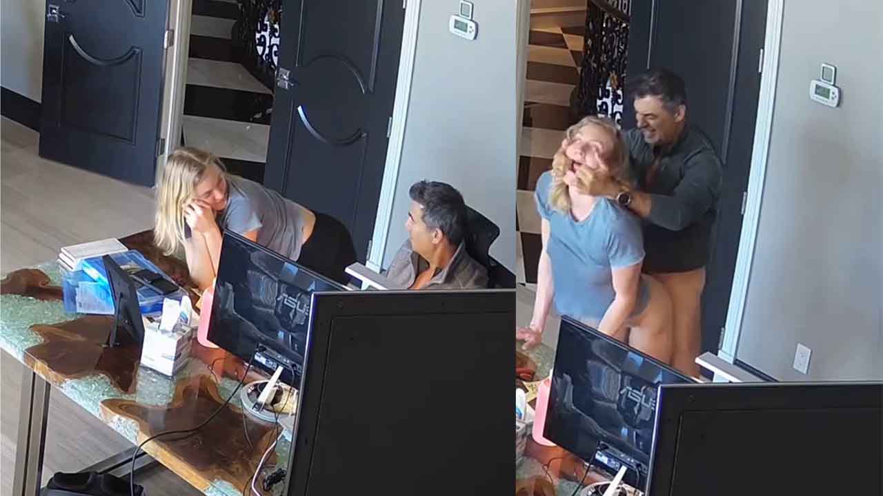 Blonde seducing her boss to get a raise