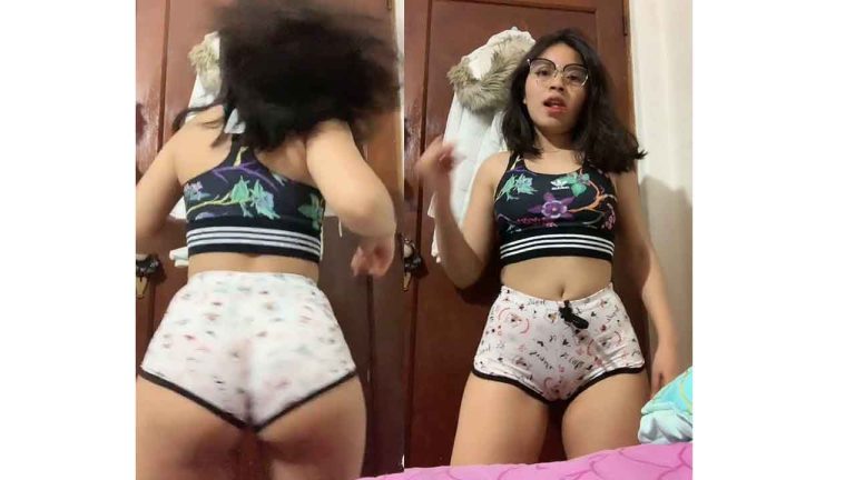 Nerdy teen dances sexy in her room