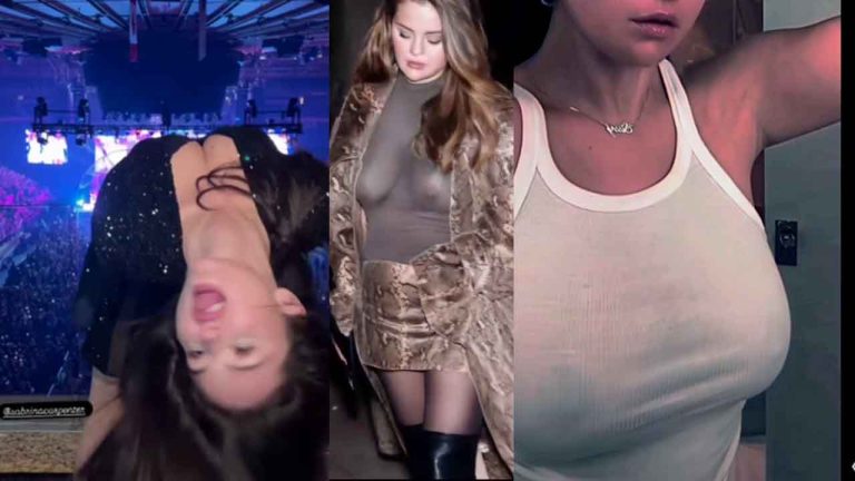 Selena Gomez and her crazy penchant for wearing transparent clothing that reveals her tits.