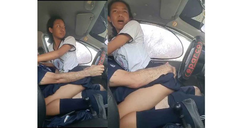 TEEN SCHOOLGIRL FROM BRAZIL HAS TO HIDE TO FUCK HER TEACHER IN HIS CAR