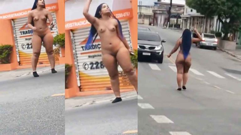 Brunette teen naked on the streets of Brazil