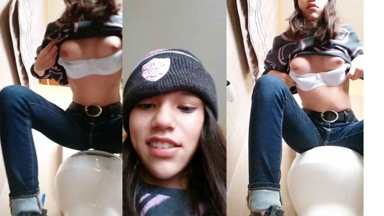 Live German Teen Goes Into Bathroom To Show Off Her Hard Tits