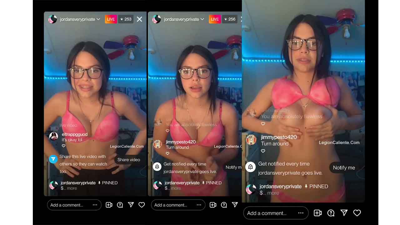 Teen goes live on Instagram privately and shows her breasts