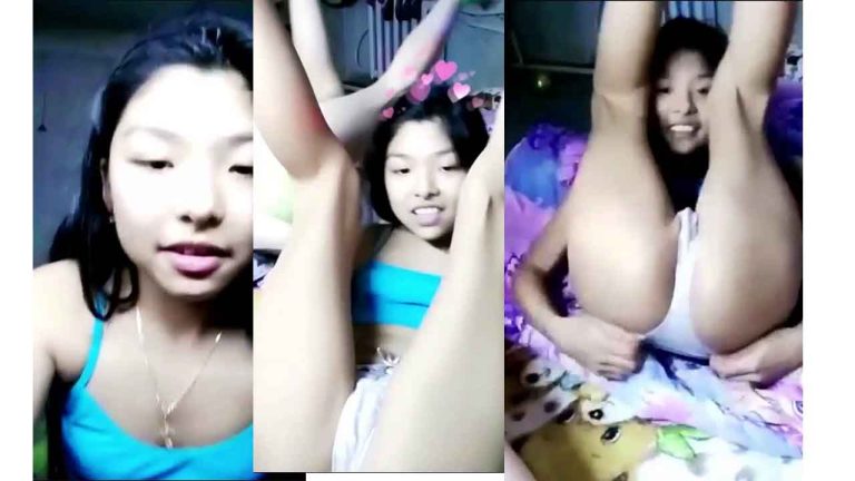 Thai teen girl in turquoise shirt showing her underwear
