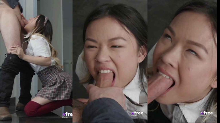 crazy teen asian bites dick