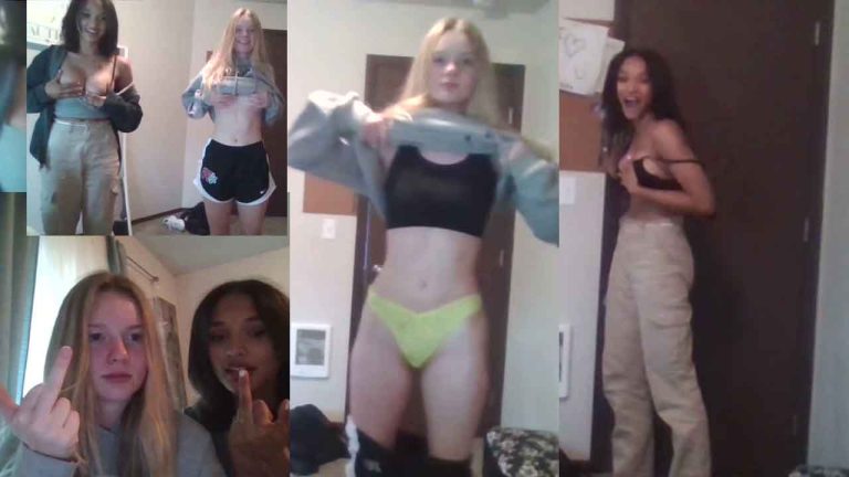 Two beautiful girls on Omegle are caught; their father opens the door while they are naked.
