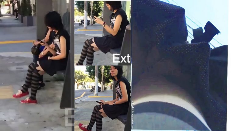 emo girl bus stop UPSKIRT WHITE THONG